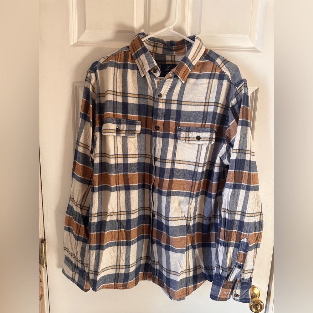 George Checkered Shirt in Navy and Mustard